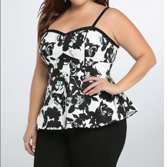 torrid Tops - TORRID Floral Sateen Peplum Top